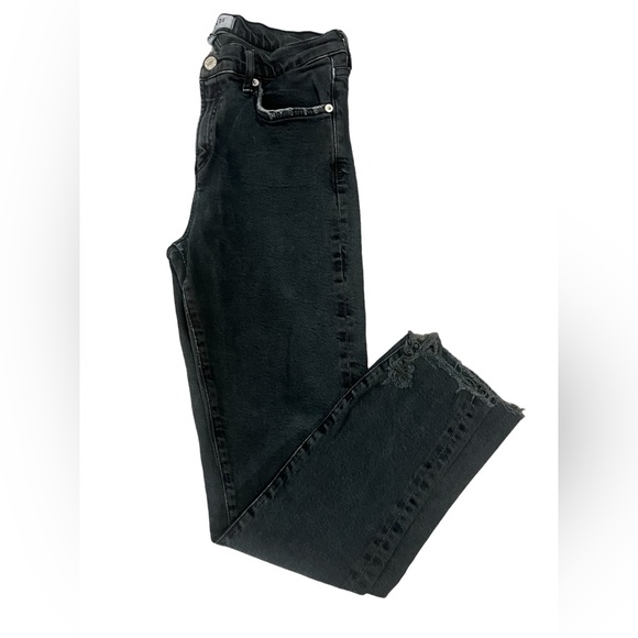 AGOLDE Feral Black Toni Mid Rise Raw Hem Straight Jeans - Size 26 - Picture 2 of 7